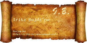 Iritz Bojána névjegykártya